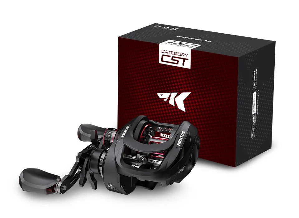 Drip wheel fishing reel for lure fishing with selectable left or right hand wheel.