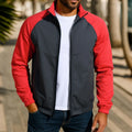 Men's casual coat with stand collar and contrast colour, loose fit raglan sleeve in polyester blend