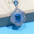 Personality Aquamarine Topaz Sky Mirror Pendant sea blue geometric shape copper pendant without chain