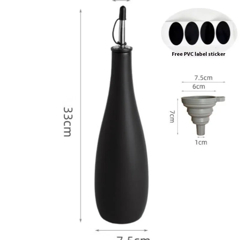Ceramic oil pot with integrated oil brush and conical funnel design in black, coffee, or white colour