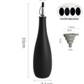 Ceramic oil pot with integrated oil brush and conical funnel design in black, coffee, or white colour