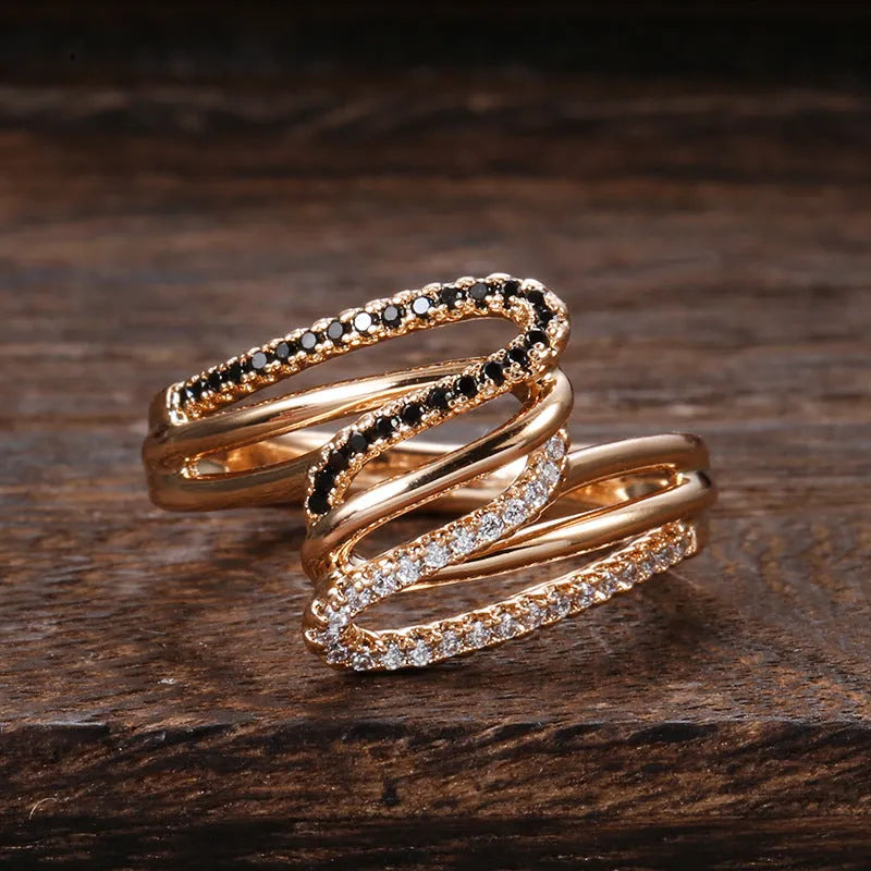 Women's micro-inlaid zircon ring copper electroplating finish colour WK2230