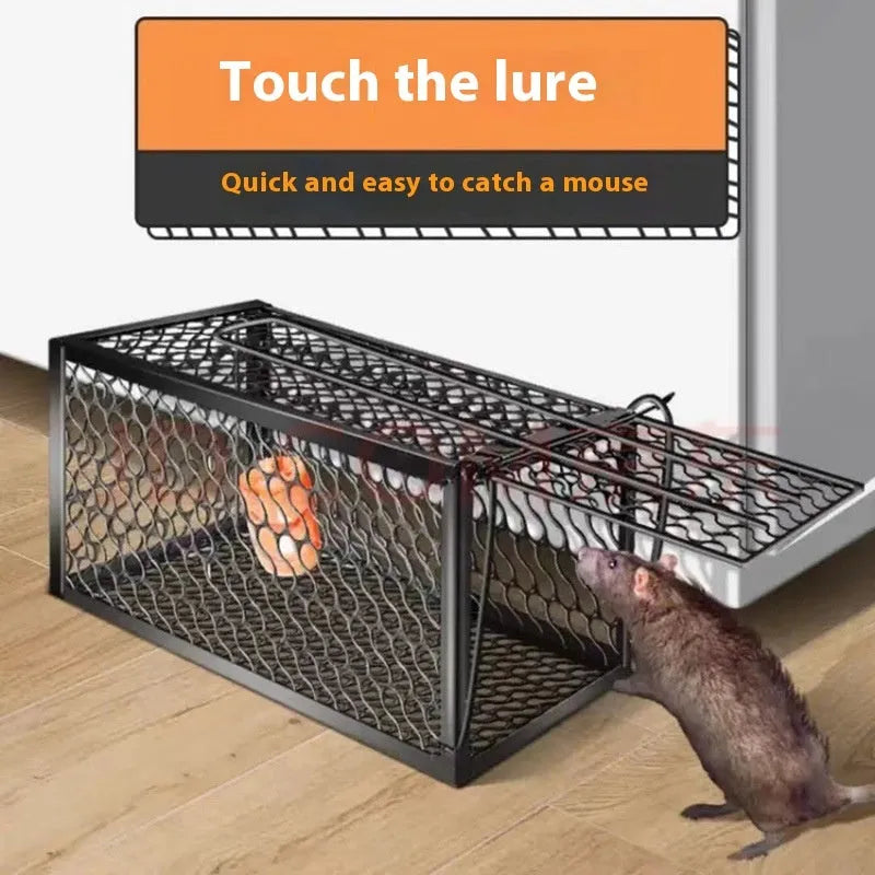 Automatic mouse cage trap showing metal and plastic variants in different sizes