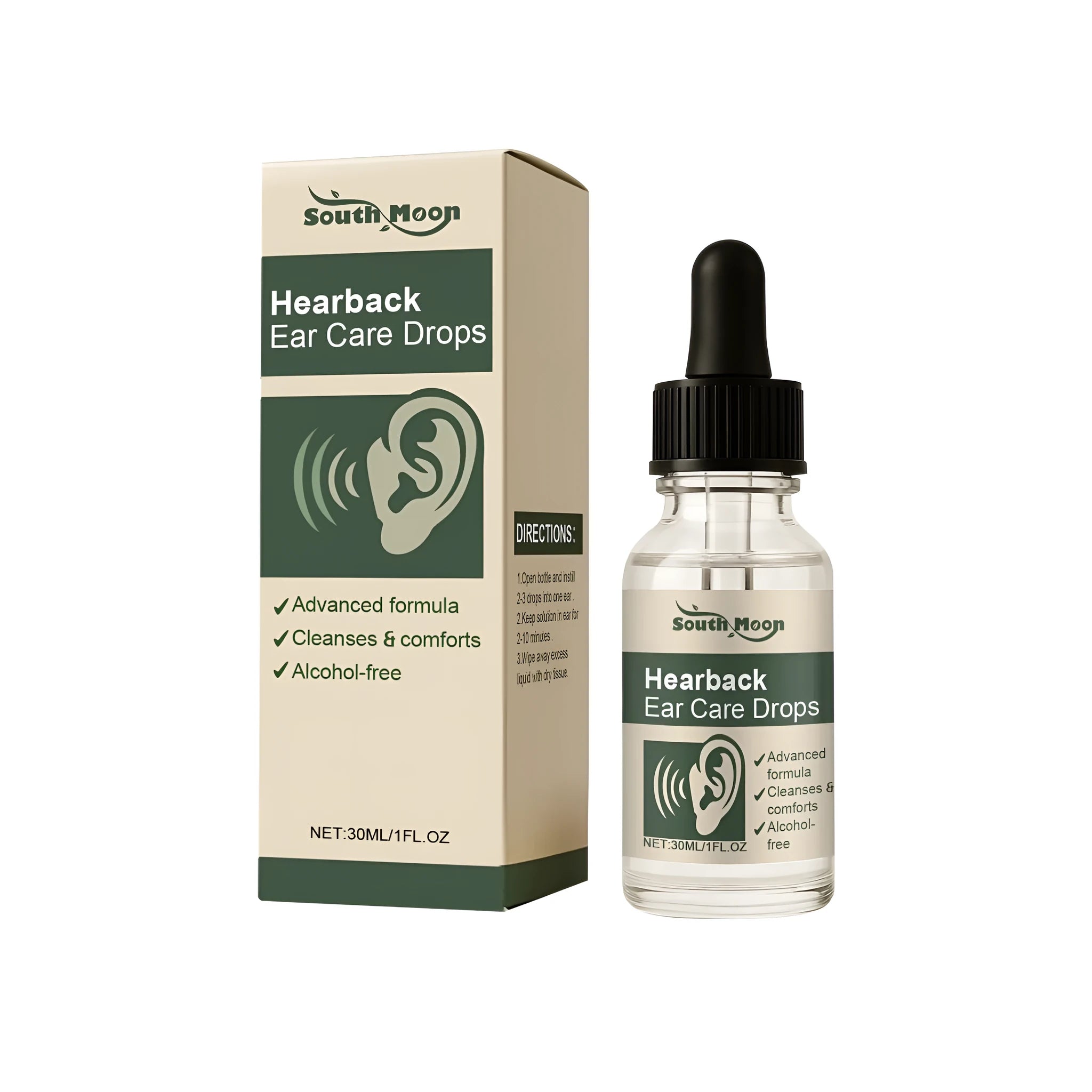 Ear Care Drops 30ml bottle with witch hazel extract and botanical ingredients for ear cleaning