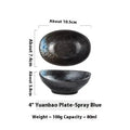 Japanese ceramic oval sauce dipping bowl with underglaze finish in Edo pattern design