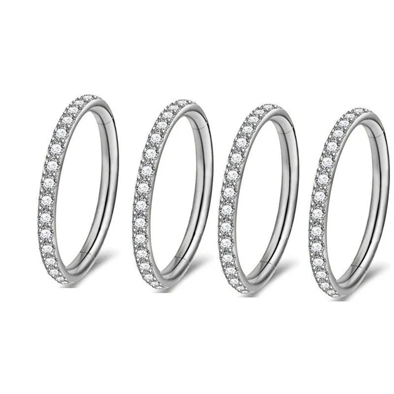 Stainless steel seamless nose ring showing round shape in one of eight colour finishes.