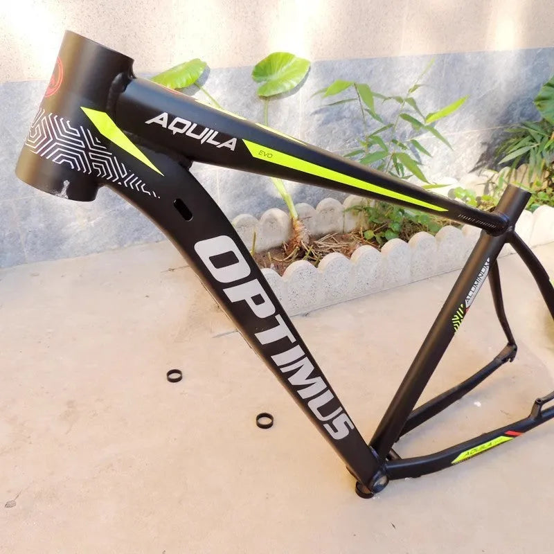 Black green aluminium alloy 29-inch mountain bike frame with internal cable routing
