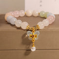 Morganite crystal bracelet with colourful butterfly pendant jewellery for women