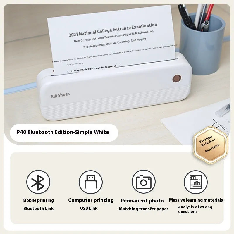 Ailixiong P40 small mini ink-free office portable A4 thermal printer with USB interface