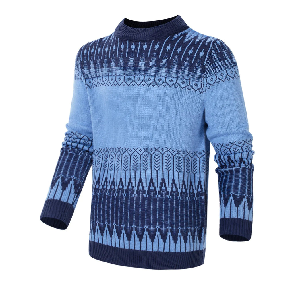 Men's soft cotton-blend knitted sweater with crew neck and long sleeves