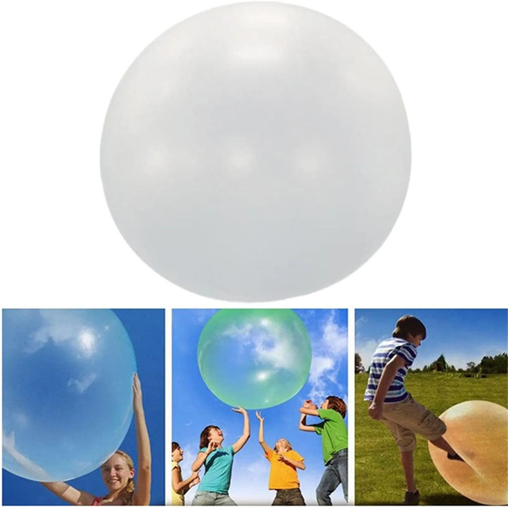 Inflatable bouncy ball in pink and yellow showing TPR material with 120cm diameter for party play