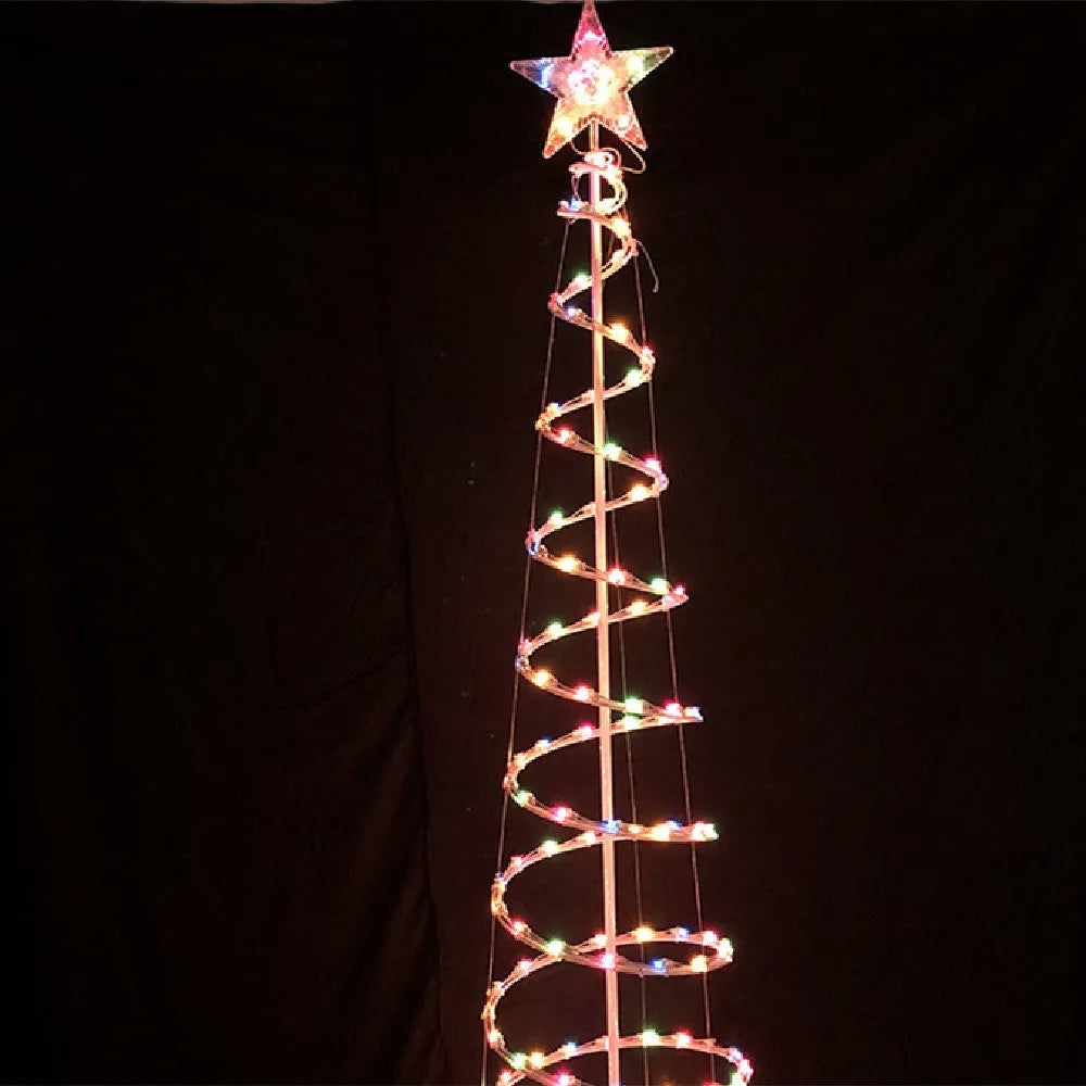 6FT LED spiral Christmas tree light with colour and warm white options, detachable stand, for indoor outdoor holiday decoration