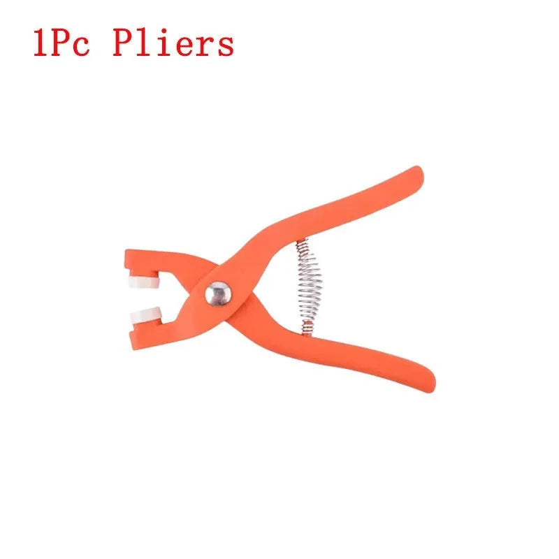Stainless steel five-claw clasp buttons and pliers tool for no-sew clothing repair on children's garments