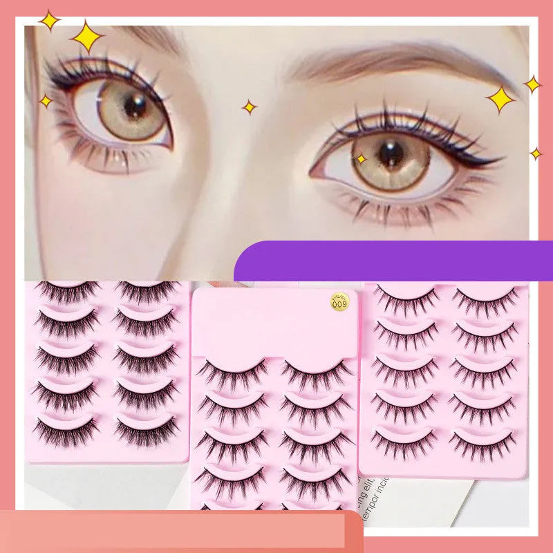 Set of 5 pairs manga false eyelashes in natural slim length styles 007 008 009 for anime cosplay