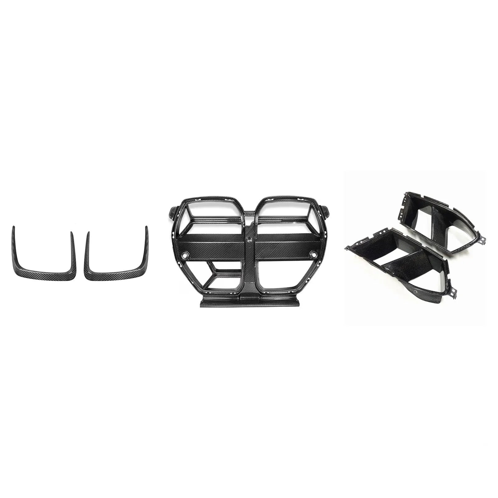 Dry carbon fiber front bumper grille for BMW M3 M4 G80 G82 black 3K weave UV coating