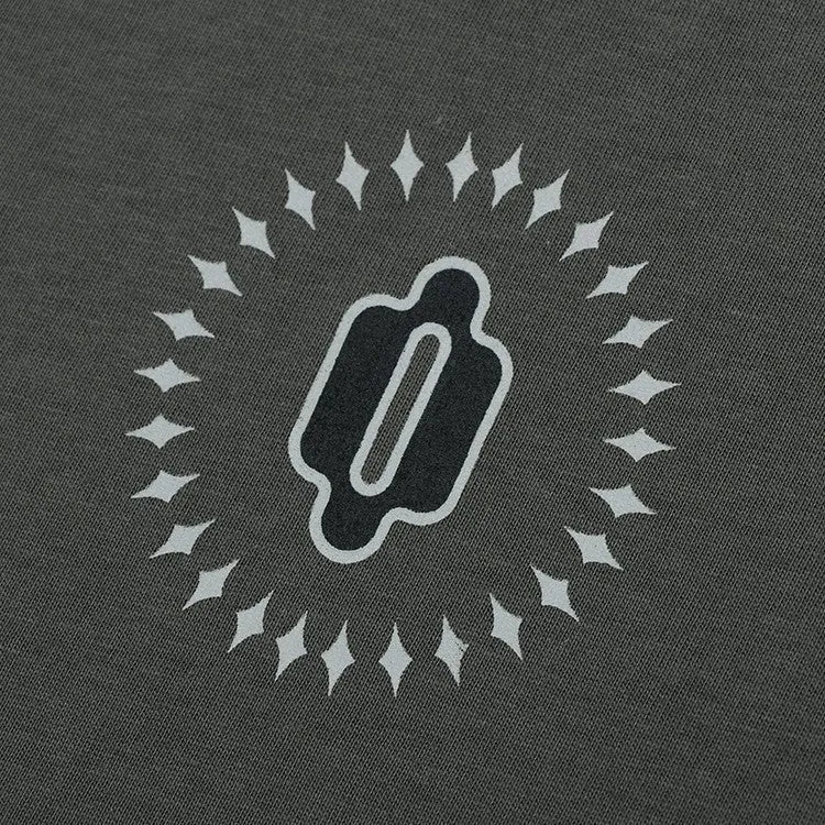 Cotton drop shoulder pullover sweatshirt with letter pattern print in grey khaki colour
