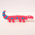 Green lizard-shaped dog chew toy with textured latex surface and squeaker function