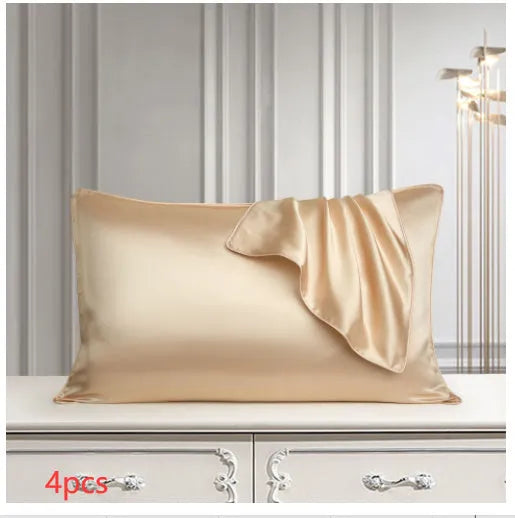 100% mulberry silk pillowcase 48x74cm palace luxury style with inlaid rope edge in champagne gold