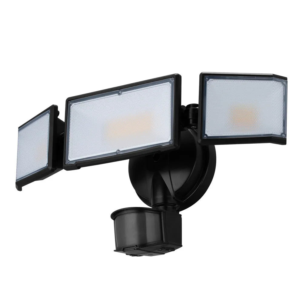White LED human body induction security flood light with motion sensor showing wall mounting bracket