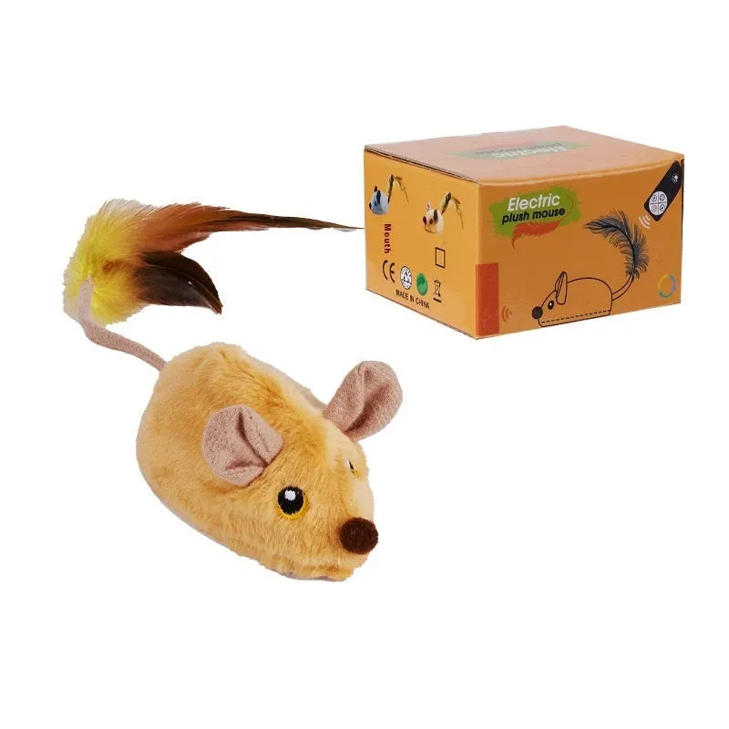 Simulation remote control electric little mouse cat stuffy toy in rhubarb colour with remote control