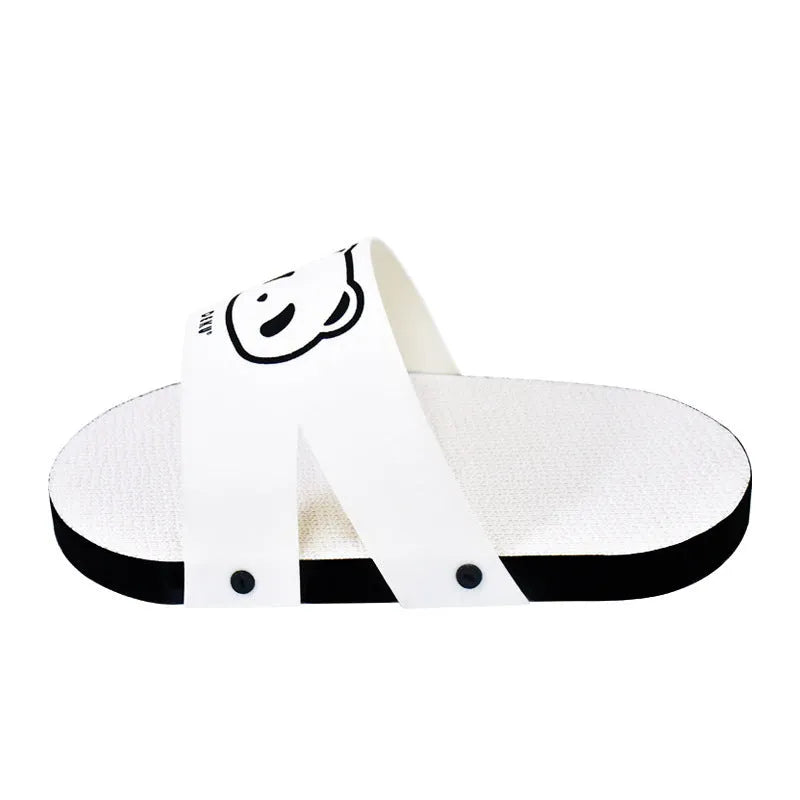 White corrugated paper cat scratch board with slipper-style design on floor