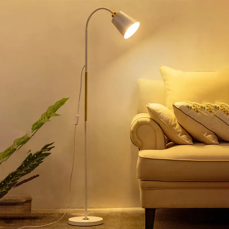 Nordic style eye protection sofa floor lamp in Black Gold finish with warm light, 220V EU plug