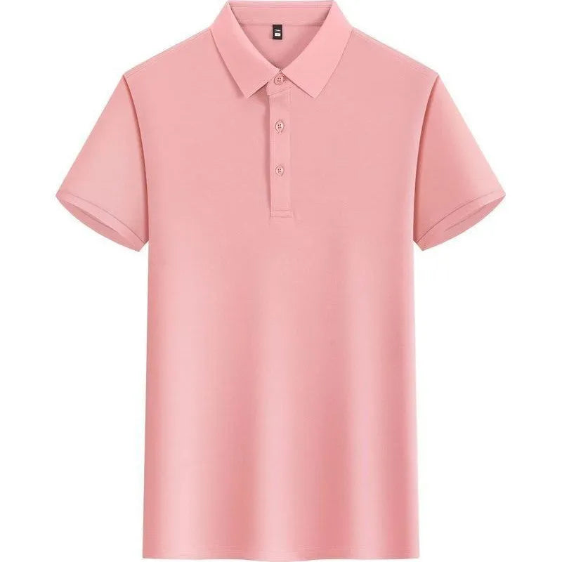 Lapel polo shirt for men and women, short sleeve, 100% polyester, available in 12 colours including light blue and army green