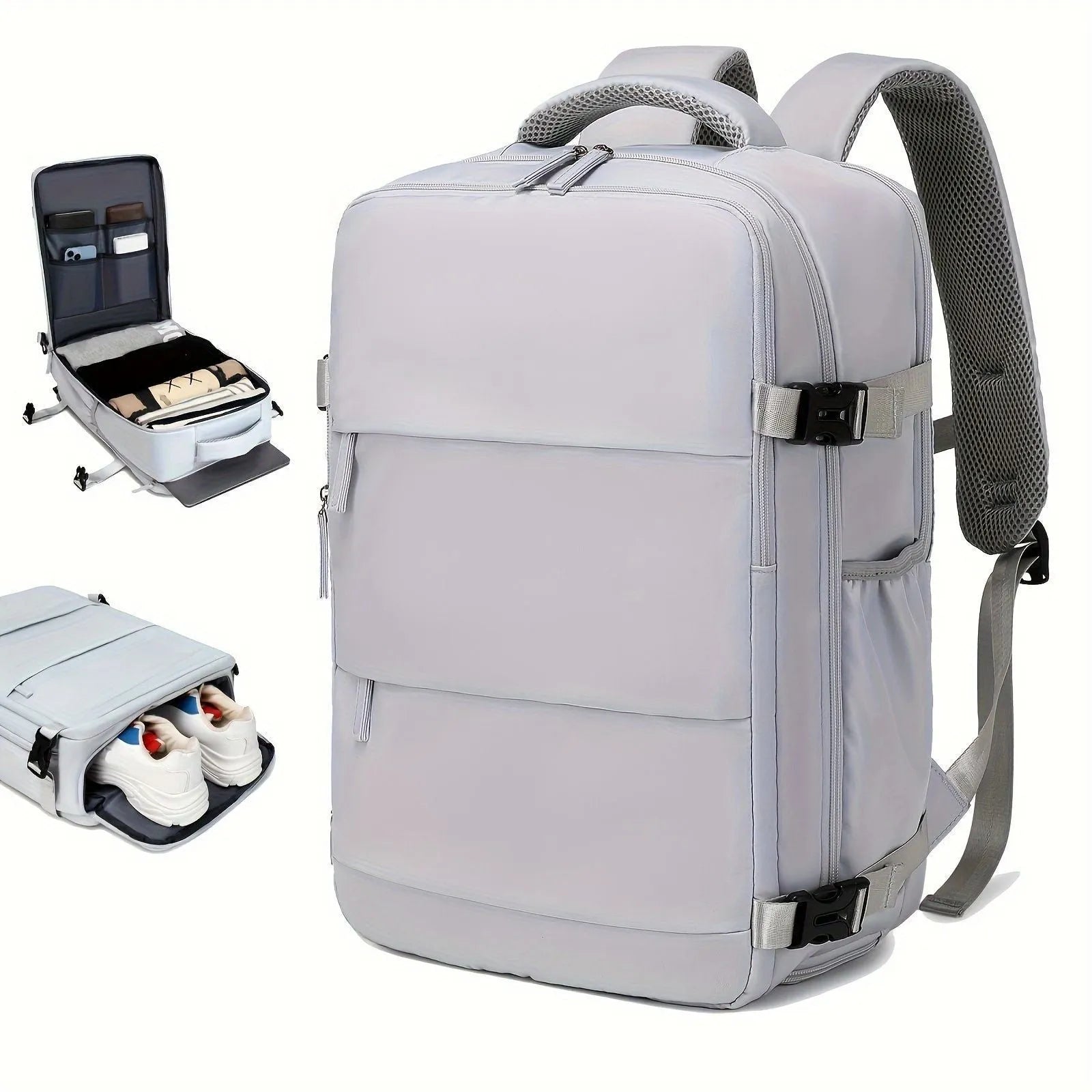 Large capacity multifunctional luggage backpack for men in black 235 simple, nylon, 20-35L capacity