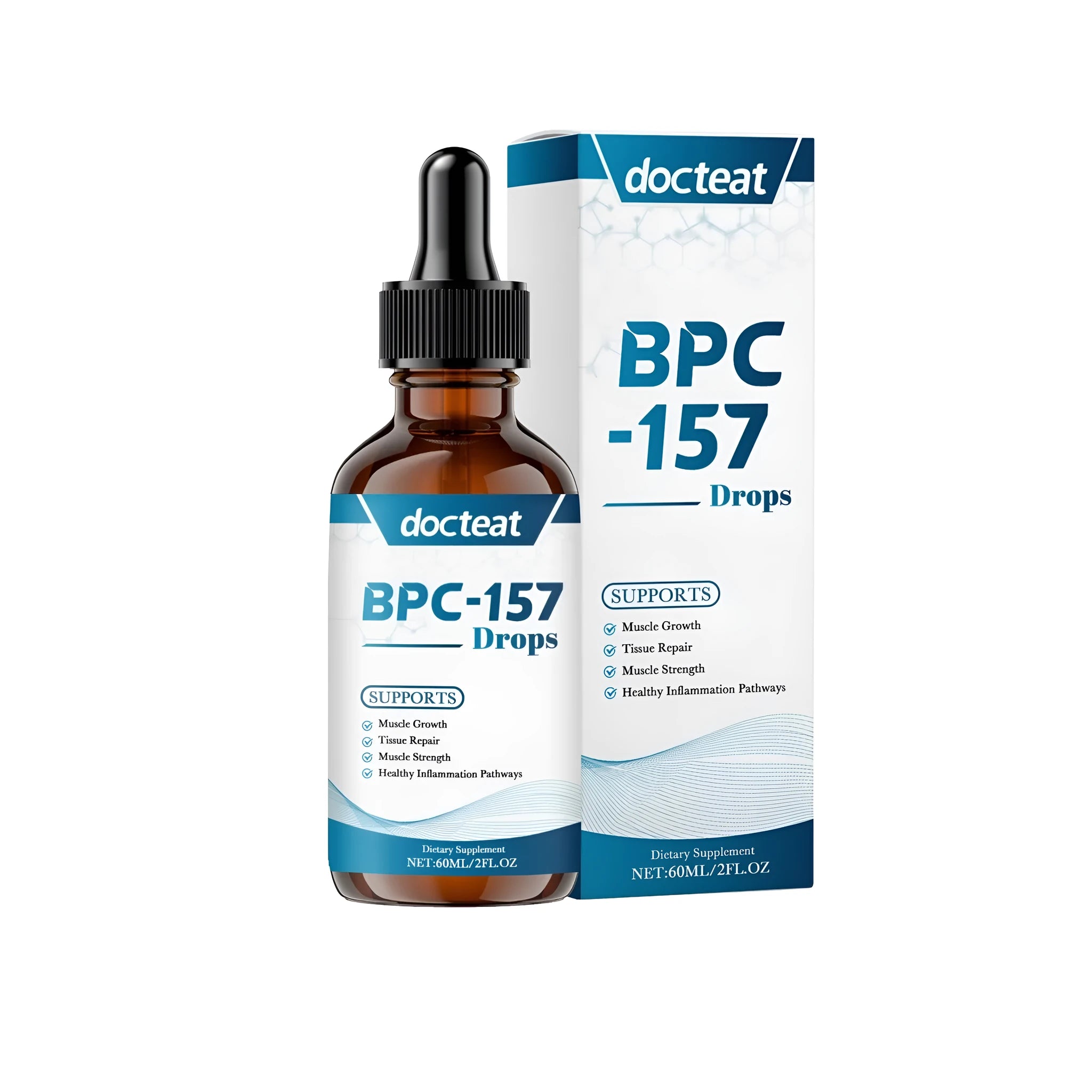 60ml muscle recovery energy supplement drops with mint and vitamin B1 in a small bottle