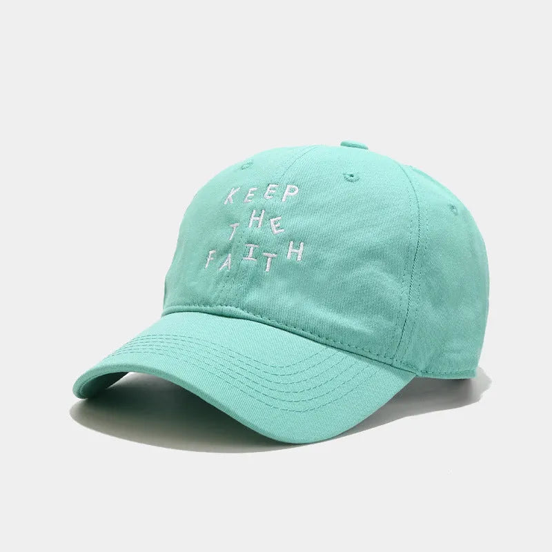 Men's cotton baseball cap with small embroidered letter in beige, adjustable back strap, dome crown style