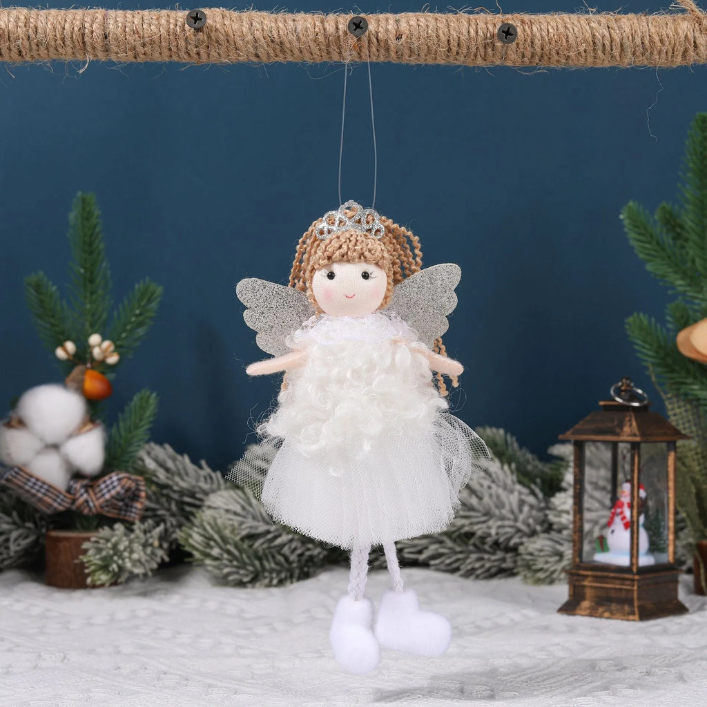 Christmas angel cloth pendant hair accessory in white, pink, and khaki colour options