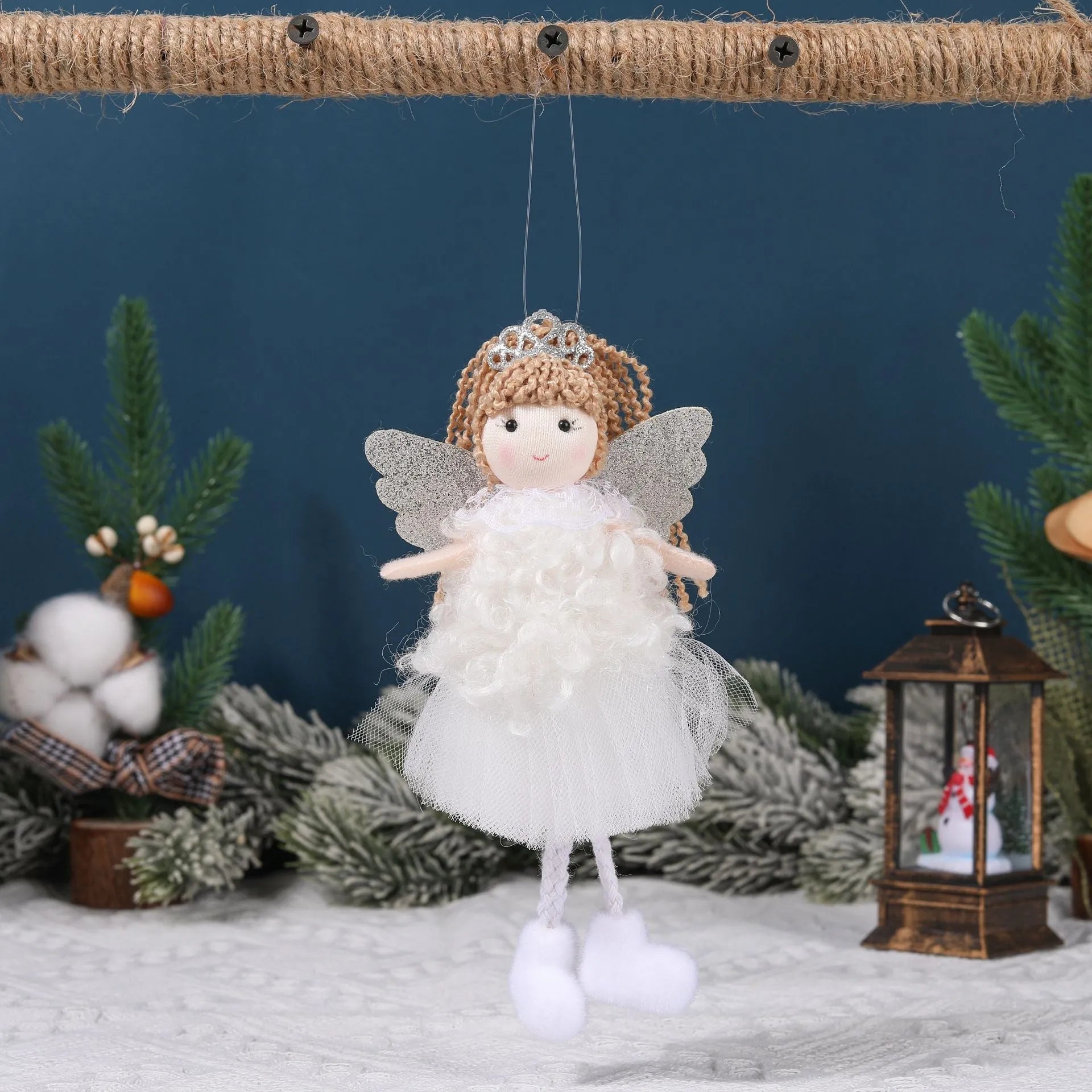 Christmas angel cloth pendant hair accessory in white, pink, and khaki colour options