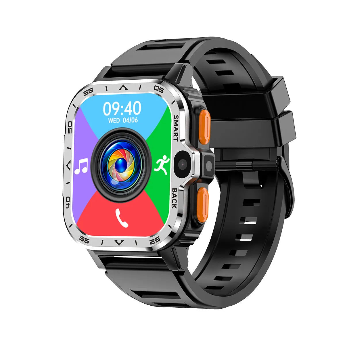 Student smart watch with TFT touch screen, Bluetooth calling, and heart rate monitor in black