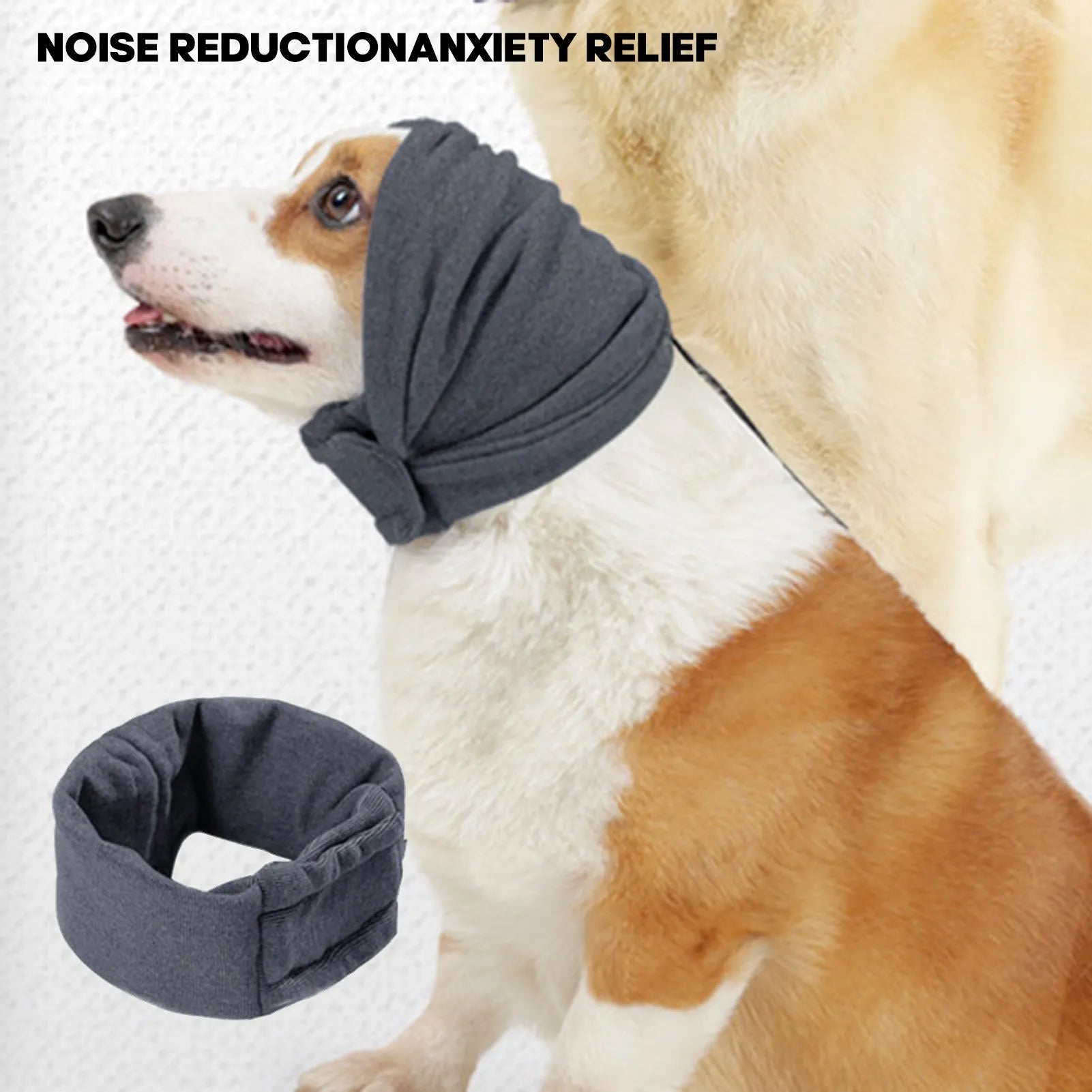 Dog calming hoodie head cover in polyester fabric for noise reduction and multi-purpose use