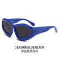 Unisex concave shape sunglasses with bubble design in black frame and black grey lens for outdoor sun protection