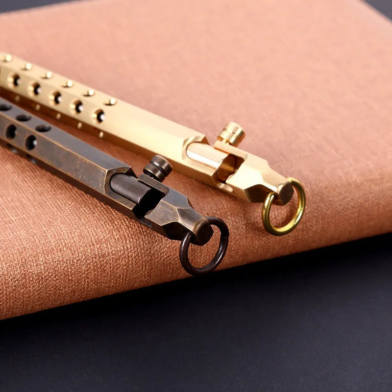 Brass hexagonal bolt rollerball pen with 0.5mm tip in natural and black finish options
