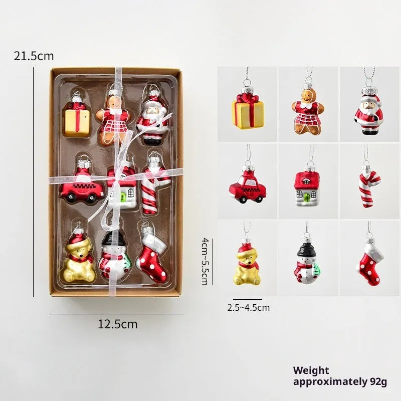 Glass Christmas snowman old man pendant hanging ornament with loop, transparent glass finish, modern simple style decoration