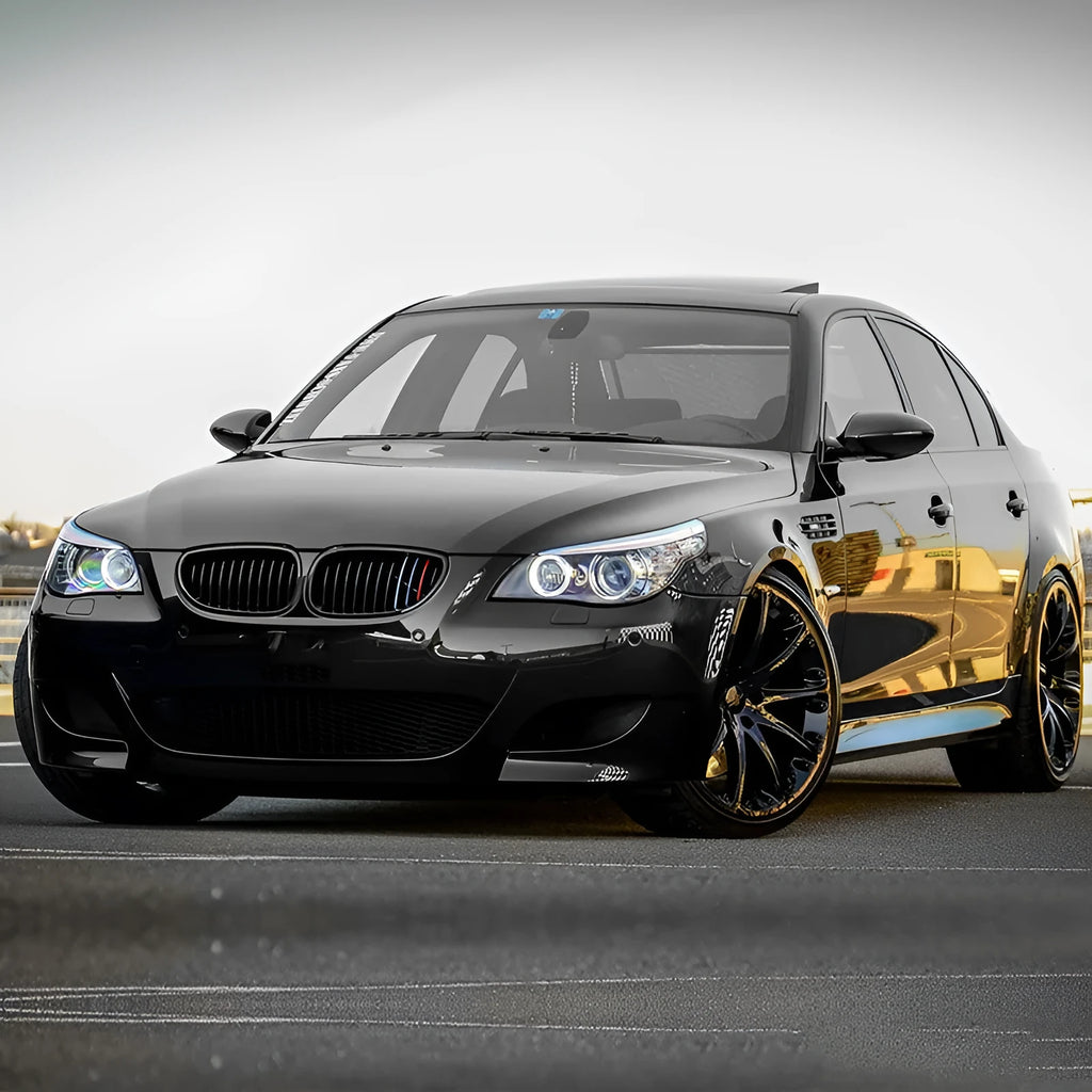 Two-piece carbon fibre finish ABS grille set for BMW 5-Series E60 E66 front bumper 2004-2009