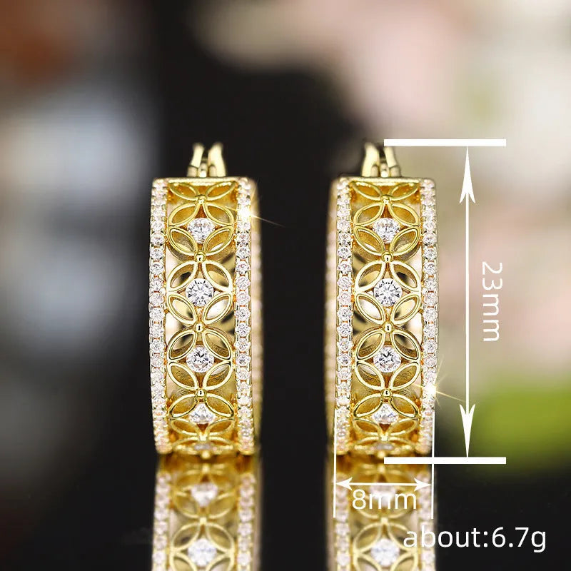 Geometric flower butterfly copper ear clip jewellery in yellow gold E4221 colour