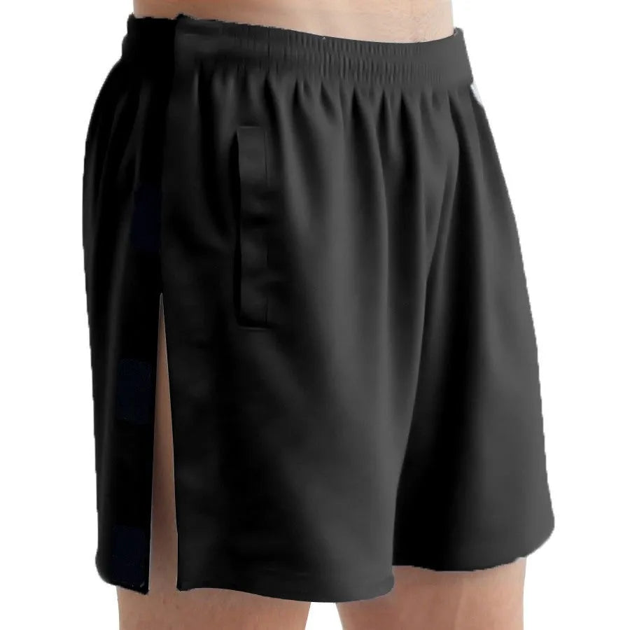 Men's fracture underwear velcro pants in black, easy off waist and leg, polyester fabric