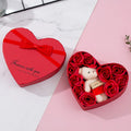 Heart-shaped red gift box with soap roses for Valentine's Day or Christmas gift