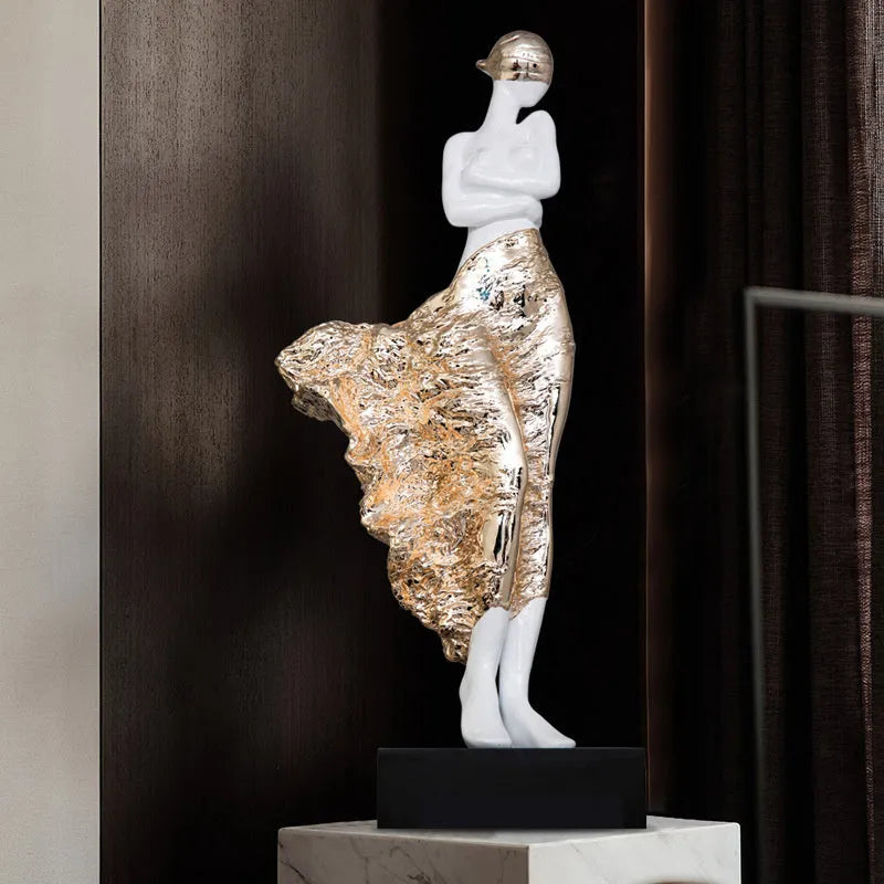48cm tall sculptured character ornament in rose gold or silver finish with modern design