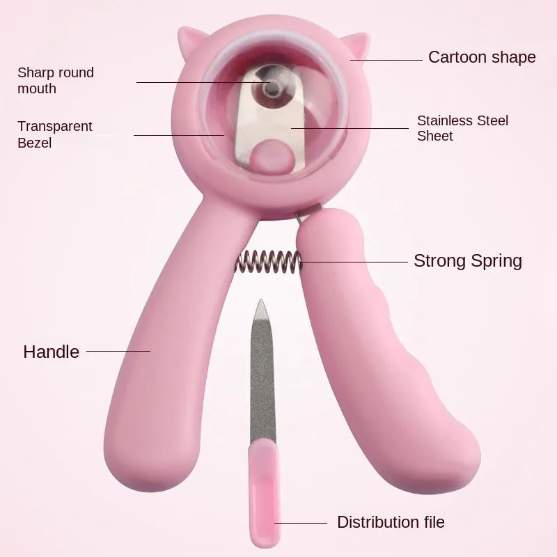 Pet nail clipper with sickle stainless steel blade for dog and cat claw trimming in blue