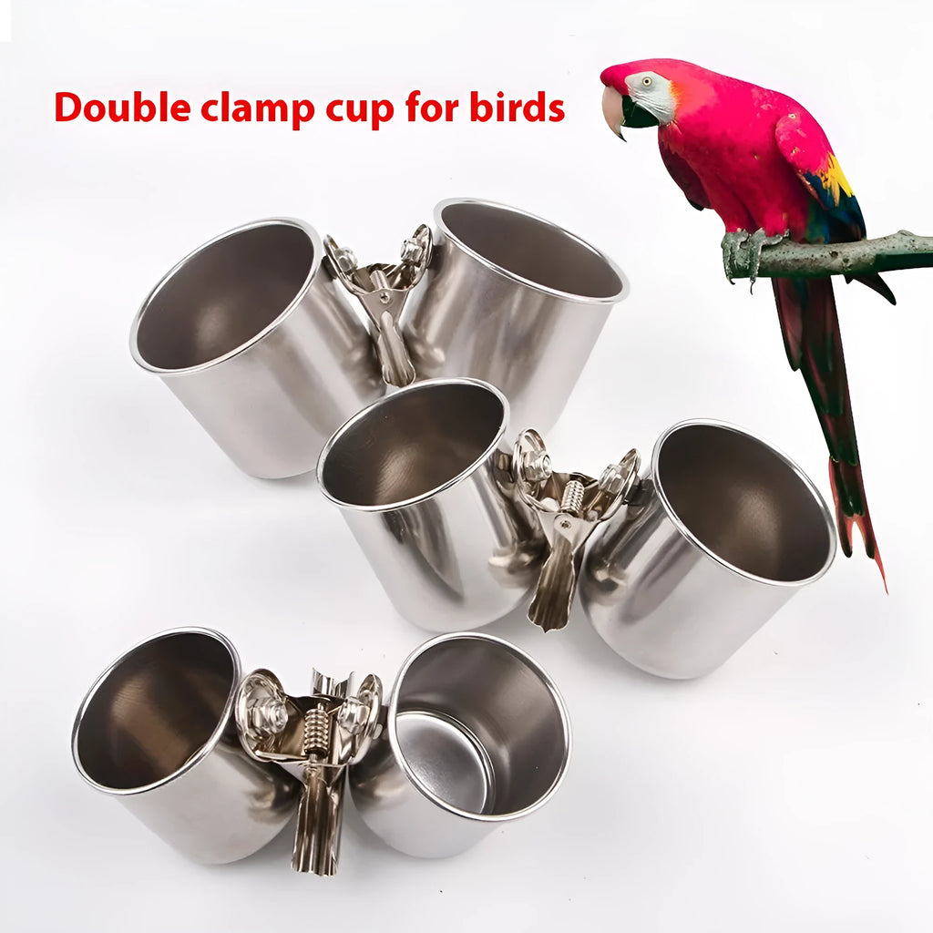 Stainless steel outdoor bird feeder in natural colour with three size options