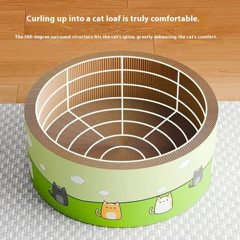 Round deep pit cat scratch board in corrugated paper material, 45cm and 50cm diameter options