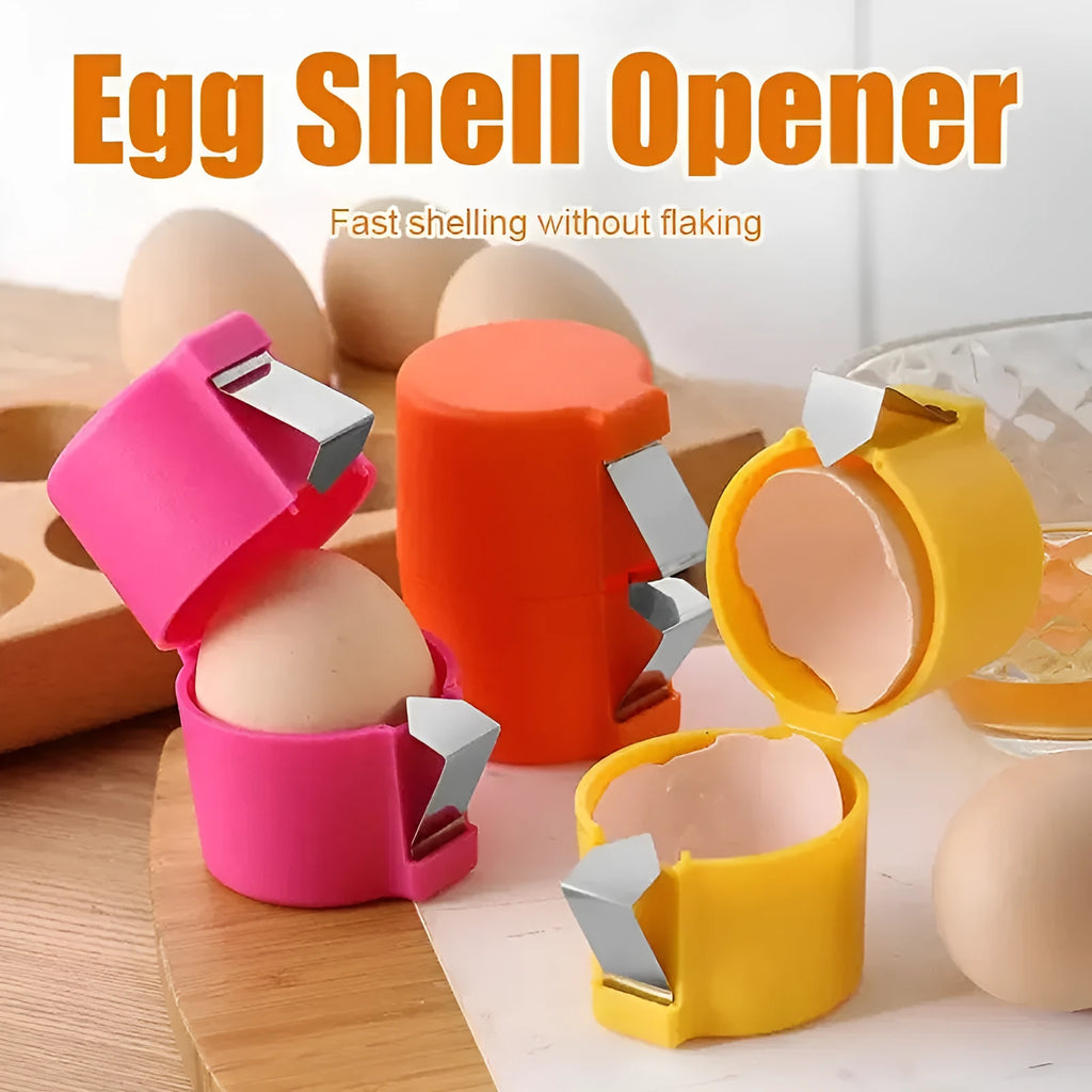 Egg shell opener kitchen gadget stainless steel PP plastic lightweight 35g pink