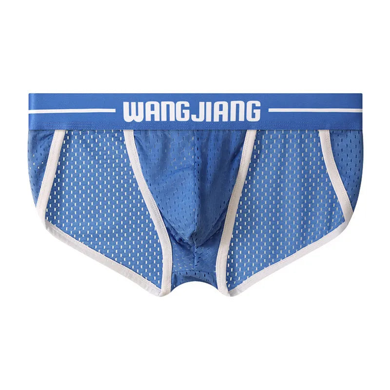 Men's mesh breathable ice silk triangle underwear in solid colours, quick dry sports briefs