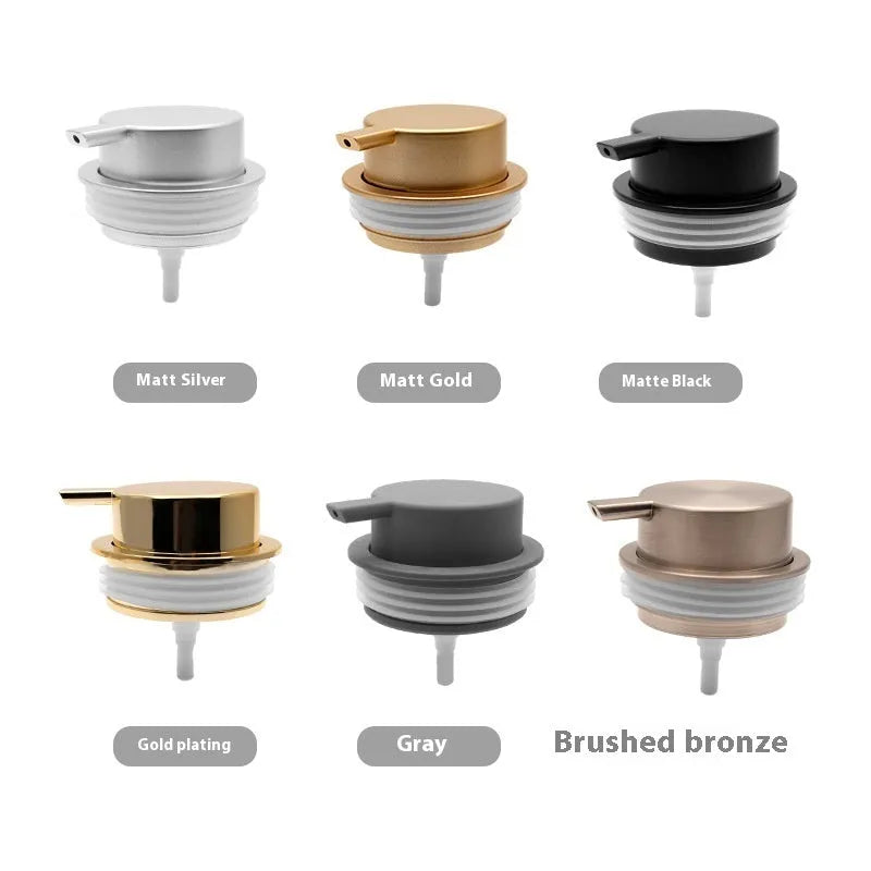 ABS plastic foam pump dispenser with a large pump head in a choice of metallic and matte finishes.