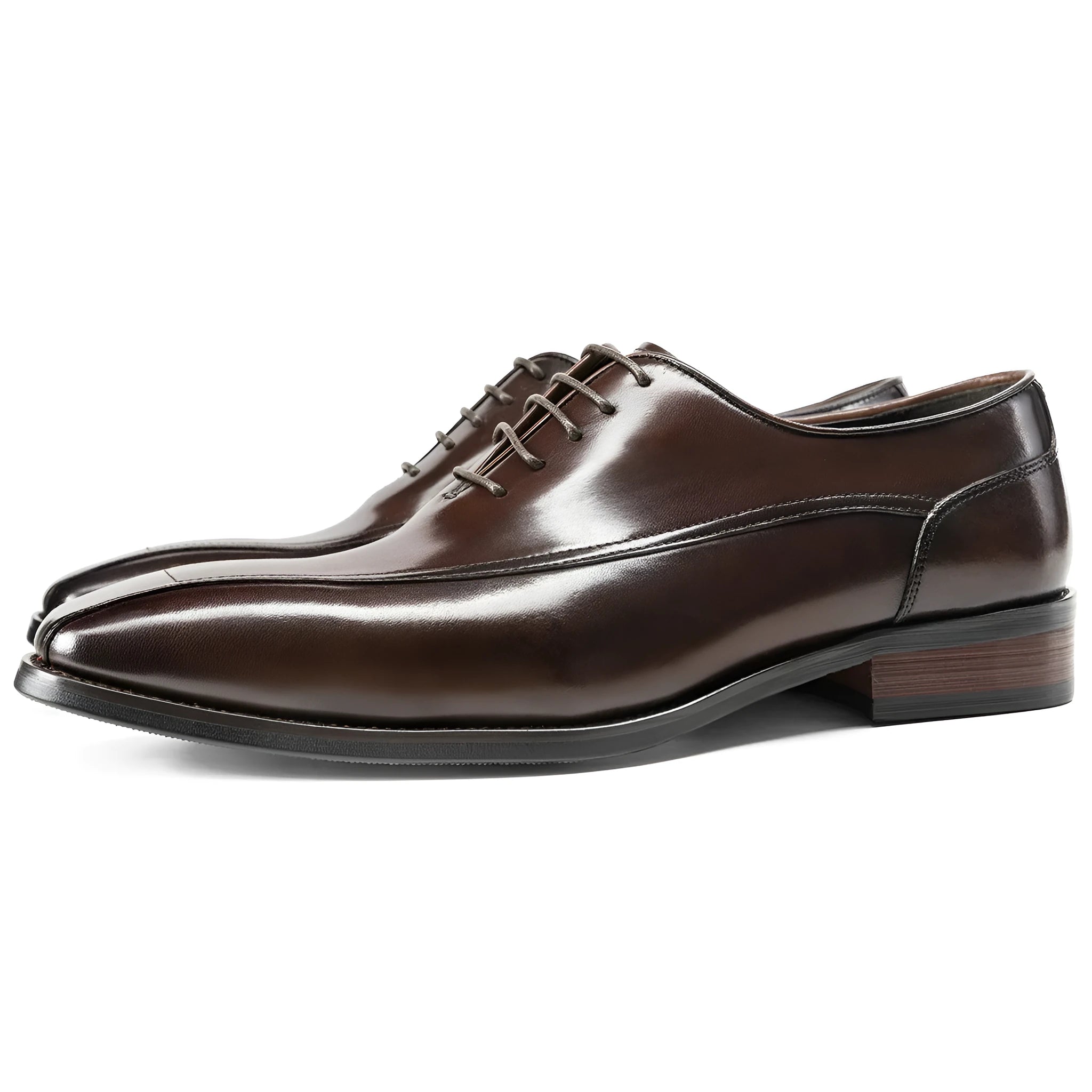 Men's casual Oxford leather shoes in black with leather toe cap and rubber sole