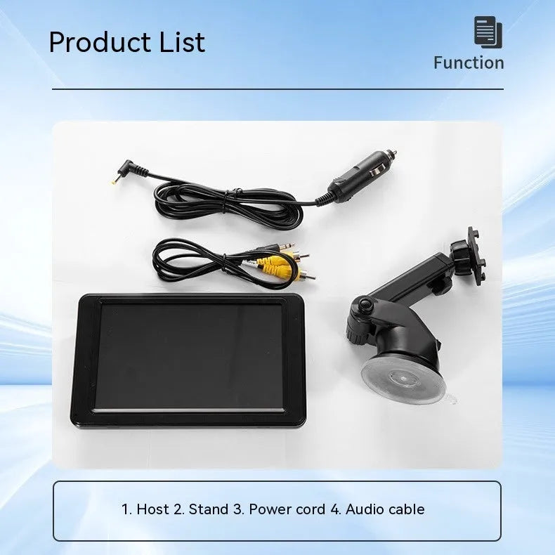 Black portable vehicle-mounted MP5 player with 7-inch LCD screen, front view